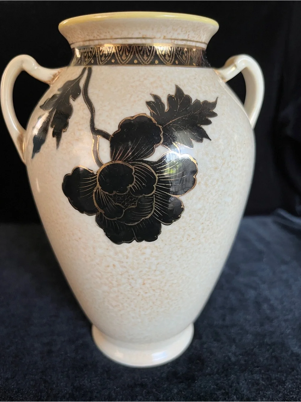 Antique NIPPON Amphora Vase Black Silhouette Gold Gild c 1890-1920